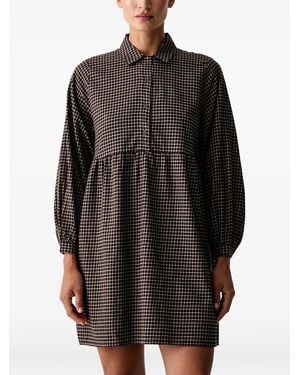 Marc O' Polo Robe Courte À Carreaux Et Smocks - Black