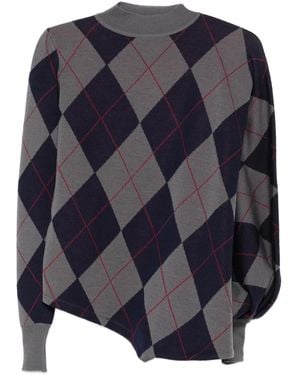 A.W.A.K.E. MODE Trui Met Hoge Hals En Diamantpatroon - Blauw