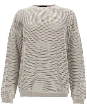 Fabiana Filippi Pull En Maille Ajourée À Épaules Tombantes - Grey