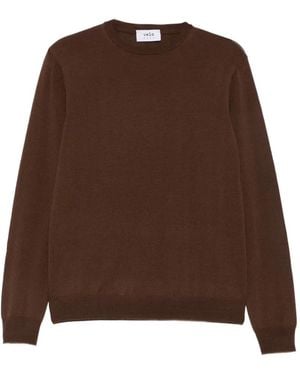 VELA SHOP Crew-Neck Ribbed-Trim Jumper - Brown