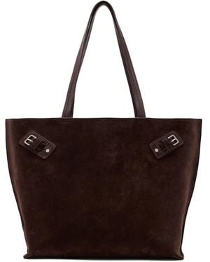 Proenza Schouler Large Days Buckle-Detail Suede Tote Bag - Brown