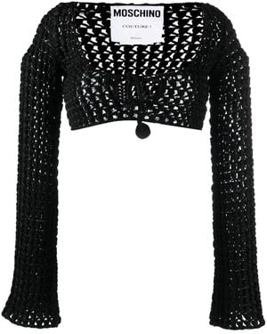 Moschino Open-Knit Cropped Top - Black