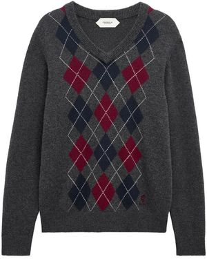 Pringle of Scotland Argyle V-Neck Jumper - Grey