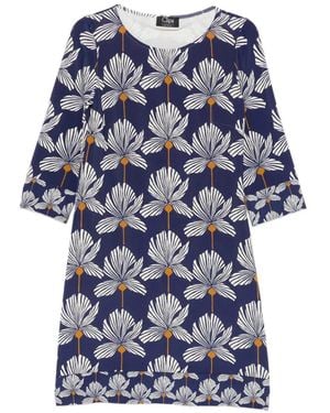 Clips Floral-print three-quarter mini sleeve dress - Blau