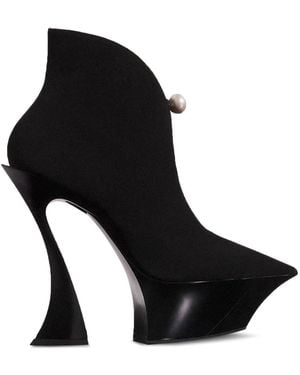 Mugler Pearl-Embellished Sculpted Heel Boots - Black