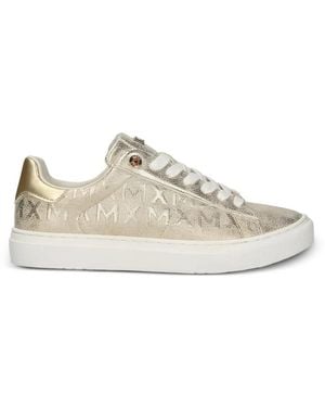 Mexx Logo-Pattern Metallic-Effect Sneakers - White
