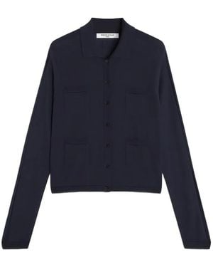 Maison Kitsuné Logo-Embroidered Pocket-Detail Cardigan - Blue