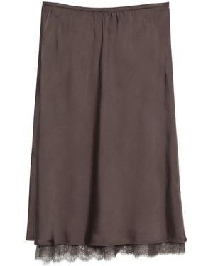 Vince Lace-Trim Midi Skirt - Brown
