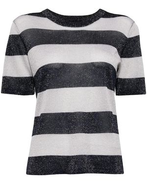 agnès b. Stripped Knitted Top - Black