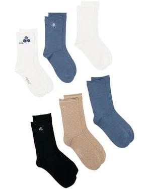 Ralph Lauren Logo-Detail Socks (Set Of Six) - Blue