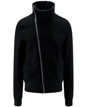 Rick Owens Asymmetric-Zip Funnel-Neck Jumper - Black
