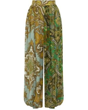 ALÉMAIS Clemenza Paisley-Print Pleated Pants - Green