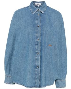 Loewe Camisa Vaquera Con Bordado De Anagrama - Azul