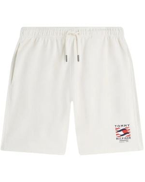 Tommy Hilfiger Logo-Print Drawstring Shorts - White