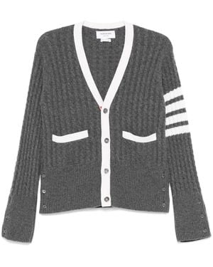 Thom Browne 4bar ストライプ ケーブルステッチ カーディガン - グレー