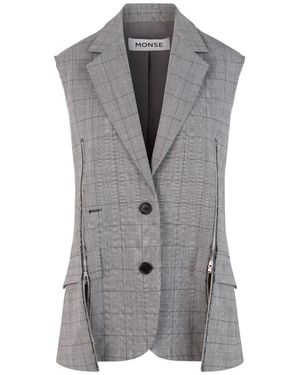 Monse Zipper Tailored Vest - Grey