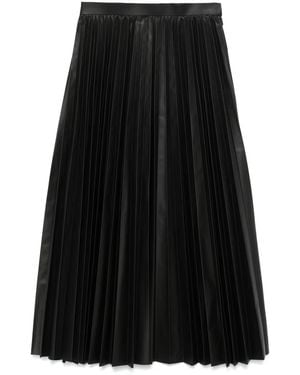 Junya Watanabe Faux Leather Pleated Midi Skirt - Black