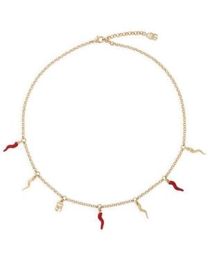 Dolce & Gabbana Collar Con Charm De Cuerno Dg - Neutro