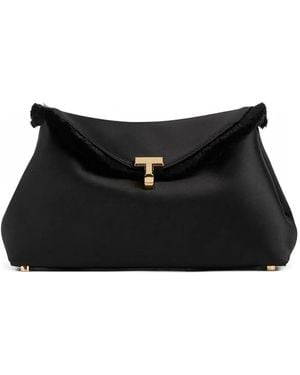 TOTEME Mini T-Lock Frayed Clutch Bag - Black