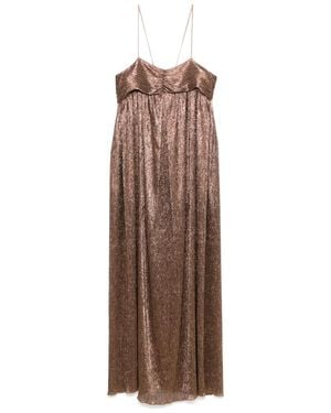 forte_forte Lurex-Detail Dress - Brown