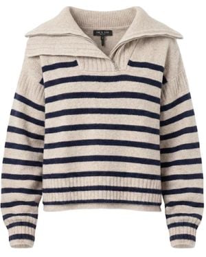 Rag & Bone Striped Zipped Sweater - Grey