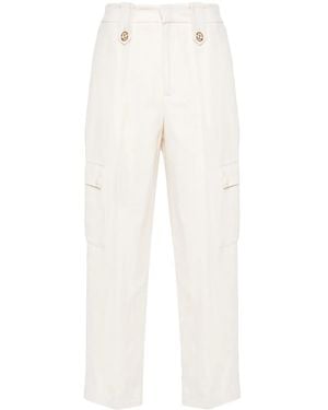 Twinset Logo-Plaque Twill Pants - White