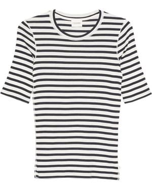Closed Striped Ribbed-Knit T-Shirt - White
