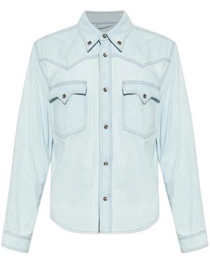 Versace Western-Style Button-Down Denim Shirt - Blue