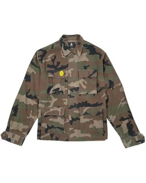 Warren Lotas Camouflage-Pattern Multiple-Patches Overshirt - Green