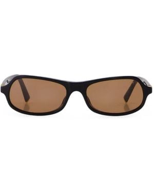 Miu Miu Logo-Plaque Rectangle-Frame Sunglasses - Black