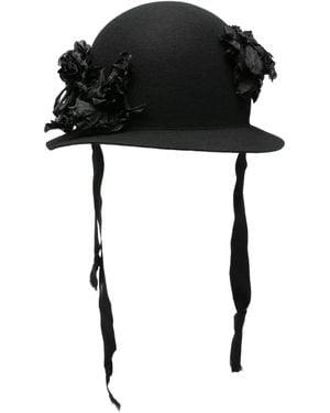 Comme des Garçons Hut mit Blumenapplikation - Schwarz