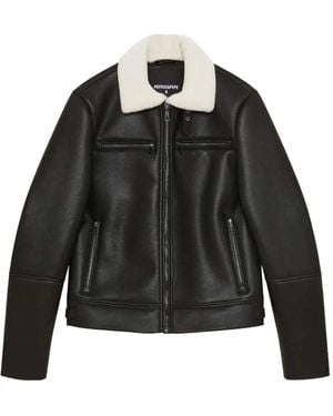 Patrizia Pepe Shearling-Collar Jacket - Black