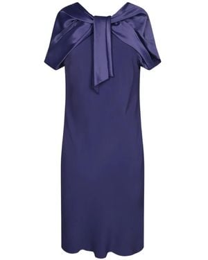Alberta Ferretti Robe Mi-Longue À Empiècements En Satin Et Détail Nœud - Blue