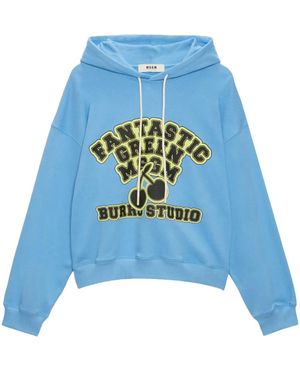 MSGM Hoodie Met Logoprint En Trekkoord - Blauw