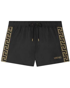 Versace Greca Drawstring Swim Shorts - Black