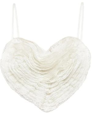DSquared² Lace-Trimmed Ruffled Top - White