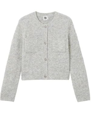 B+ AB Crew-Neck Cardigan - White