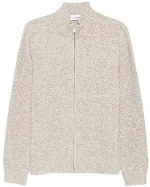 Lardini Zip-Up Marl-Knit Jumper - White