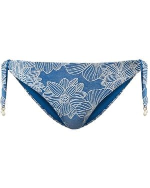 Twinset Jacquard Bikini Thong With Pearls - Blue