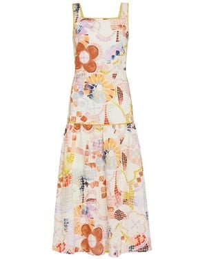 Marie Oliver Jada Mosaic-Print Tiered Dress - White