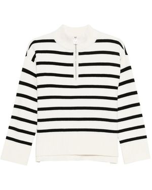 DKNY Gestreifter Pullover Mit Reißverschluss - Weiß