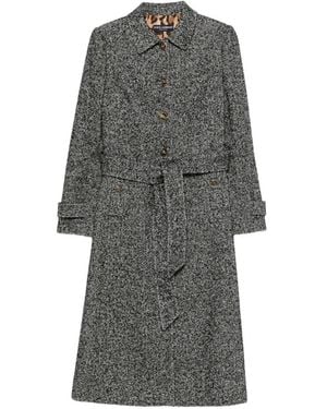 Dolce & Gabbana Abrigo Con Motivo De Espiga Y Cinturón - Gris