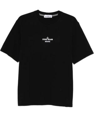 Stone Island T-Shirt mit Logo-Print - Schwarz