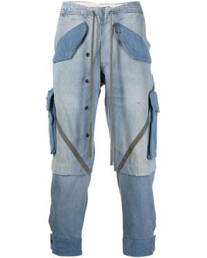 Greg Lauren Jeans Affusolati Con Inserti - Blu