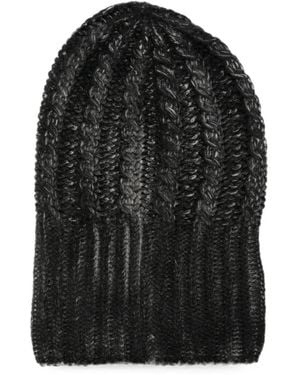 Avant Toi Cable-Knit Ribbed Beanie Hat - Black