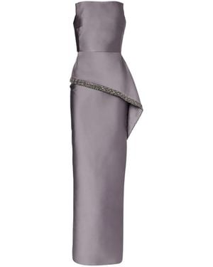 Roland Mouret Square-Neck Crystal-Trim Gown - Purple