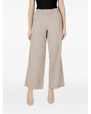 ONLY Onlaris Elasticated-Waist Wide-Leg Pants - Natural