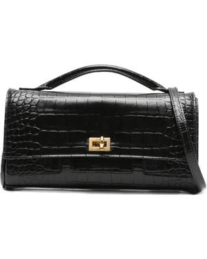 Balenciaga Embossed Croc Crossbody Bag - ブラック