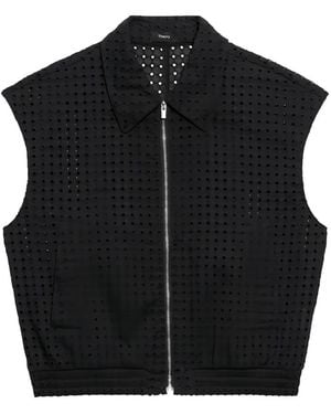 Theory Broderie-Anglaise Zip-Up Gillet - Black
