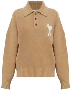 Ami Paris Ami De Coeur Polo Shirt - Natural